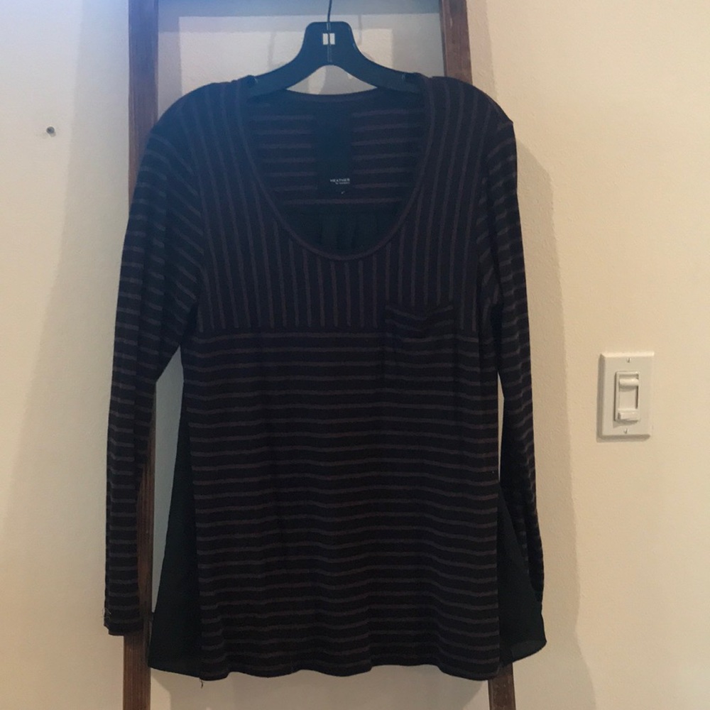 Tent style striped black and wine colored shirt